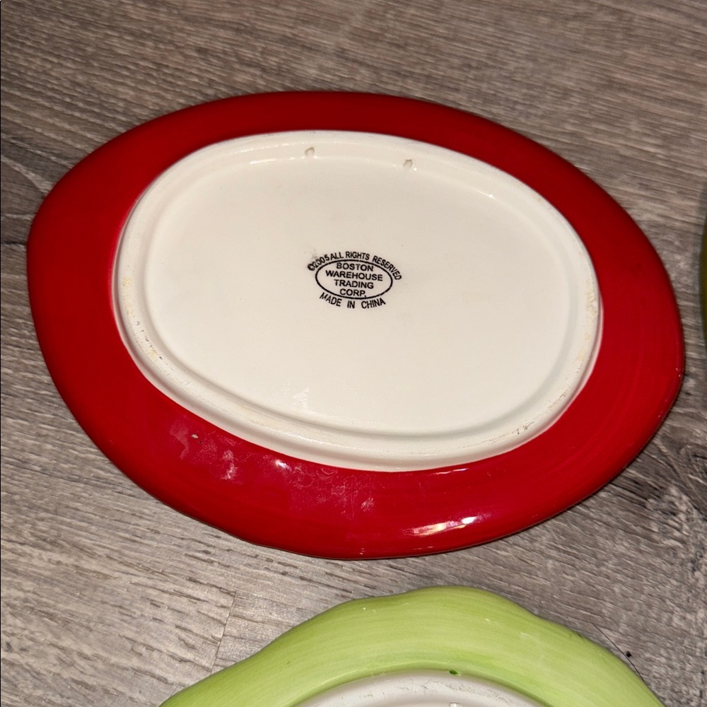 Veggies Plate Set Pickle Onion Lettuce Tomato Porcelain Boston Decor 7” Dia - Picture 10 of 16